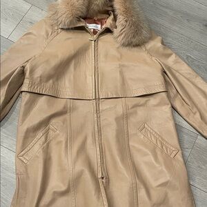 Vericci Tan Trench Coat with Fur Collar